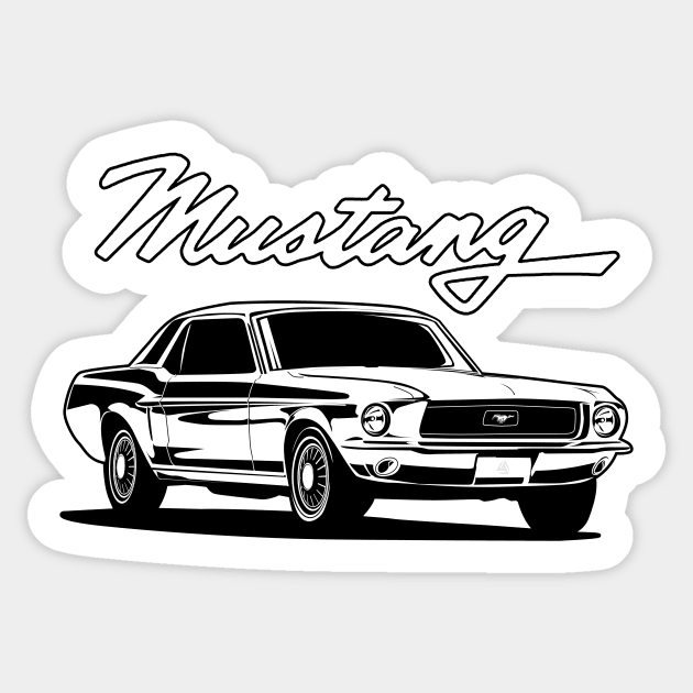 Ford Mustang first generation 1965 vintage cobra pony GT  illustration graphics Sticker by ASAKDESIGNS